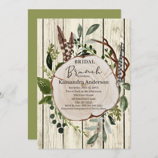 Rustic Boho Floral Bridal Brunch Kaart (Voorkant / Achterkant)