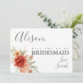 Rustic Boho Floral Bridesmaid proposal Kaart (Staand voorkant)