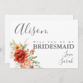 Rustic Boho Floral Bridesmaid proposal Kaart (Voorkant / Achterkant)