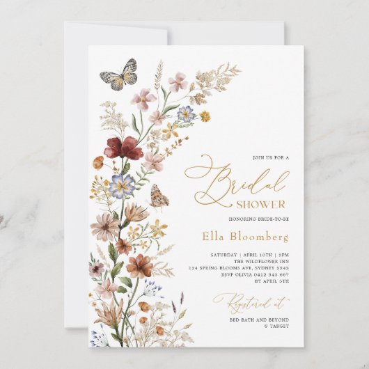 Rustic Boho Floral Butterflies Vrijgezellenfeest Kaart (Voorkant)