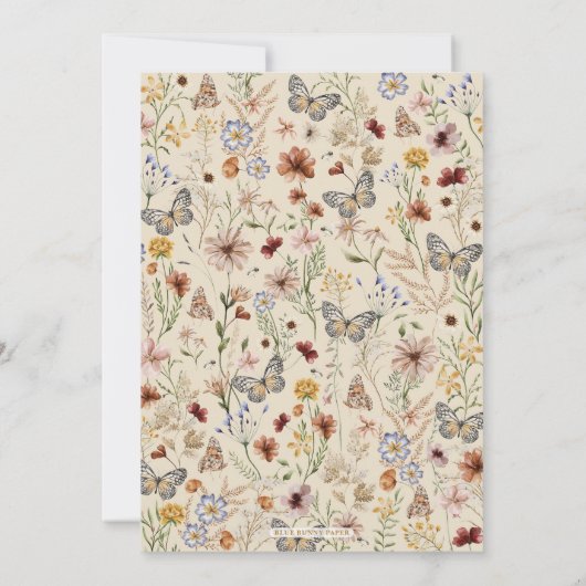 Rustic Boho Floral Butterflies Vrijgezellenfeest Kaart (Achterkant)