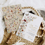 Rustic Boho Floral Butterflies Vrijgezellenfeest Kaart<br><div class="desc">Deze charmante brudale doucheuitnodiging kenmerkt rustic boho wilde bloemen, die doen denken aan geperste bloemen. Het elegante kleurenschema van bruin, roest, terracotta en wit voegt een warm en aardig gevoel toe dat perfect is voor herfst, zomer, en lentesouwers. De tekst is een prachtige combinatie van kalligrafiescript en moderne typografie die...</div>