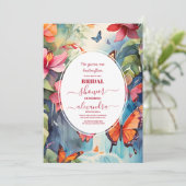 Rustic Boho Floral Butterflies Vrijgezellenfeest Kaart (Staand voorkant)
