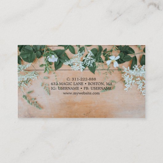 Rustic Boho Floral Custom Visitekaartje (Achterkant)
