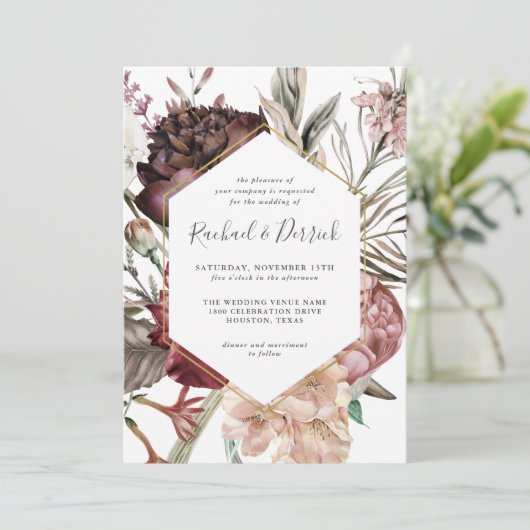 Rustic Boho Floral Fantasy Wedding Kaart (Staand voorkant)