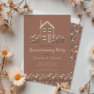 Rustic Boho Floral Herfst Housewarming Party Kaart