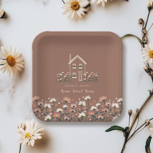 Rustic Boho Floral Herfst Housewarming Party Papieren Bordje