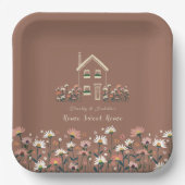 Rustic Boho Floral Herfst Housewarming Party Papieren Bordje (Voorkant)