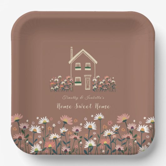 Rustic Boho Floral Herfst Housewarming Party Papieren Bordje (Voorkant)