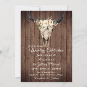 Rustic Boho Floral Koe Skull op Barnwood Wedding Kaart (Voorkant)