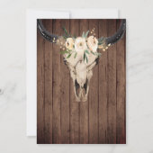 Rustic Boho Floral Koe Skull op Barnwood Wedding Kaart (Achterkant)