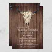 Rustic Boho Floral Koe Skull op Barnwood Wedding Kaart (Voorkant / Achterkant)