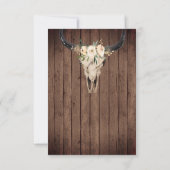 Rustic Boho Floral Koe Skull op Barnwood Wedding RSVP Kaartje (Achterkant)