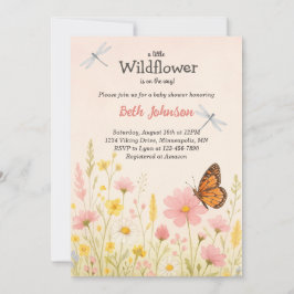Rustic Boho Floral Little Wildflower Baby shower Kaart