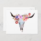 Rustic Boho Floral Longhorn Skull Briefkaart (Voorkant / Achterkant)