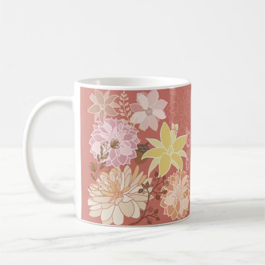 Rustic Boho Floral Pattern Koffiemok (Links)