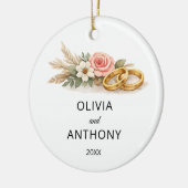 Rustic Boho Floral Pink Rose Wedding Name Ornament (Links)