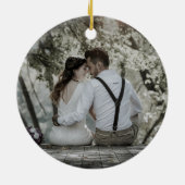 Rustic Boho Floral Pink Rose Wedding Name Ornament (Achterkant)