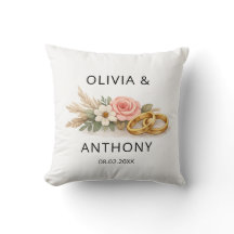 Rustic Boho Floral Pink Rose Wedding Name Ornament