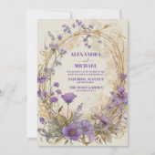 Rustic Boho Floral Plum & Dusty Paars Wedding Kaart (Voorkant)