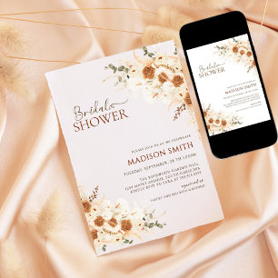 Rustic Boho Floral QR Code Vrijgezellenfeest Kaart