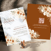 Rustic Boho Floral QR Code Vrijgezellenfeest Kaart