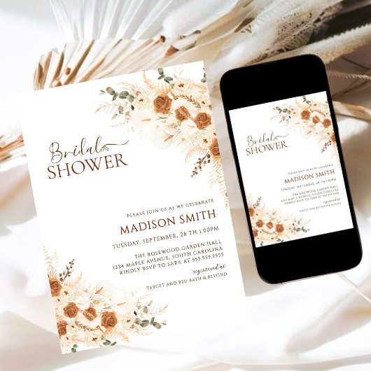 Rustic Boho Floral QR Code Vrijgezellenfeest Kaart