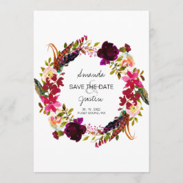 Rustic Boho Floral redt de datum van de bruiloft Save The Date