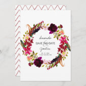 Rustic Boho Floral redt de datum van de bruiloft Save The Date (Voorkant / Achterkant)