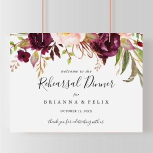 Rustic Boho Floral Rehearsal Dinner Welcome Sign Poster