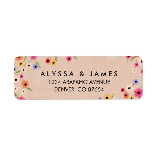 Rustic Boho Floral Return Address Labels (Voorkant)