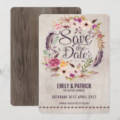 Rustic Boho Floral Save the Date Invitation (Voorkant / Achterkant)