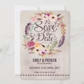 Rustic Boho Floral Save the Date Invitation (Voorkant)