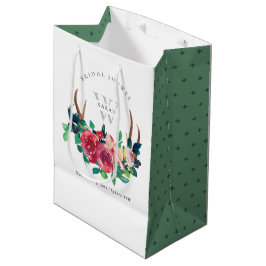 Rustic Boho Floral Stag Antlers Vrijgezellenfeest Medium Cadeauzakje