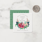 Rustic Boho Floral Stag Antlers Weddenschap Notitiekaartje (Voorkant / Achterkant in situ)