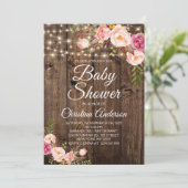 Rustic Boho Floral String Lights Baby shower Kaart (Staand voorkant)