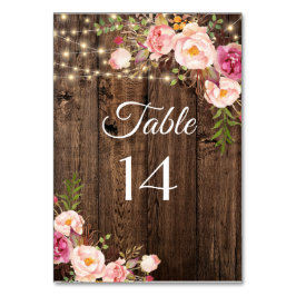 Rustic Boho Floral String Lights Wedding Kaart