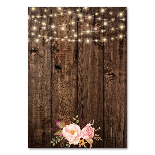 Rustic Boho Floral String Lights Wedding Kaart (Achterkant)