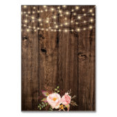 Rustic Boho Floral String Lights Wedding Table Kaart (Achterkant)