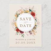 Rustic Boho Floral Tropical Pampas Grass Wedding Aankondigingskaart (Voorkant)