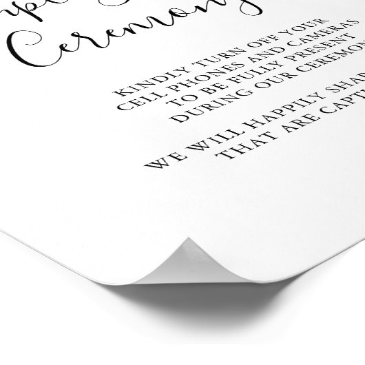 Rustic Boho Floral Unplugged Ceremony Sign Poster (Hoek)