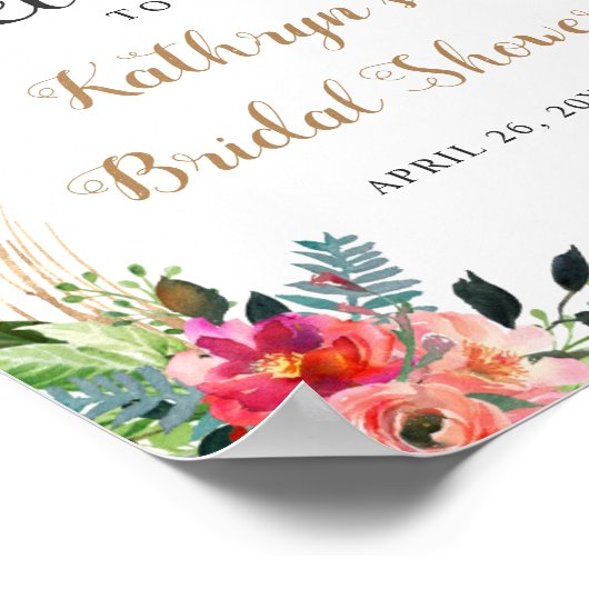 Rustic Boho Floral Waterverf Vrijgezellenfeest Sig Poster (Hoek)