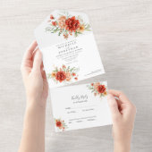 Rustic Boho Floral Wedding All In One Uitnodiging (Afscheurbaar)