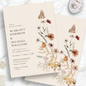 Rustic Boho Floral Wedding Invitations Kaart
