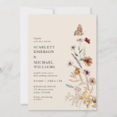 Rustic Boho Floral Wedding Invitations Kaart (Voorkant)