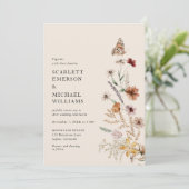 Rustic Boho Floral Wedding Invitations Kaart (Staand voorkant)