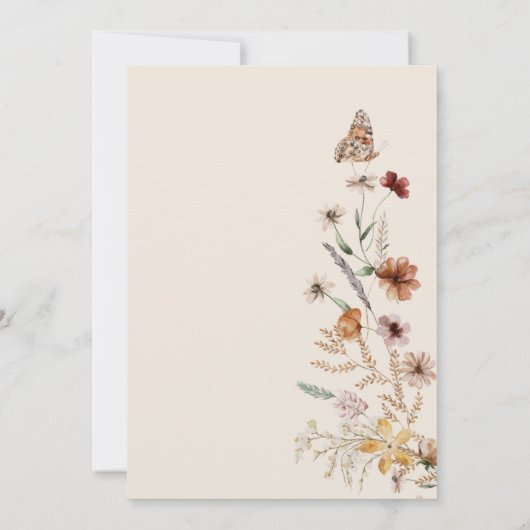 Rustic Boho Floral Wedding Invitations Kaart (Achterkant)