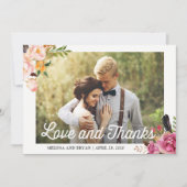 Rustic Boho Floral Wedding Photo Love and Bedankt (Voorkant)
