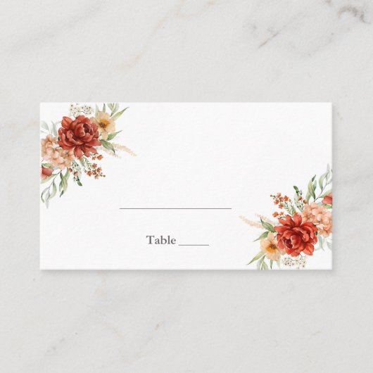 Rustic Boho Floral Wedding Place Card Plaatskaartje (Voorkant)