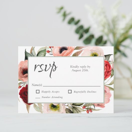 Rustic Boho Floral Wedding RSVP (Staand voorkant)
